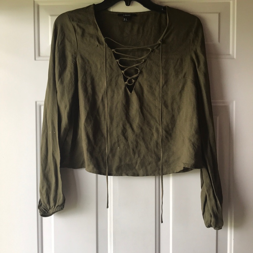 F21 Cropped Flowy Long Sleeve Top!